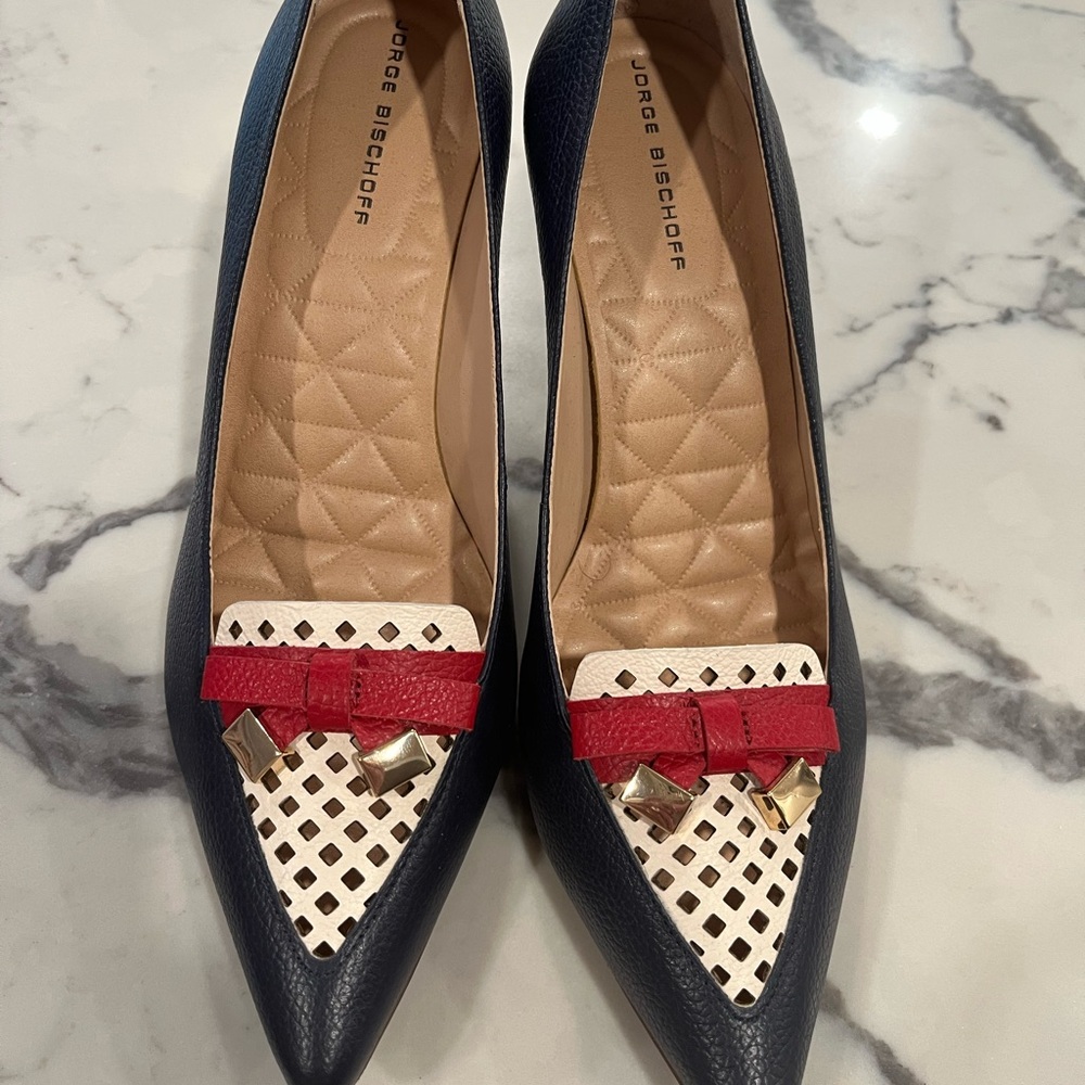 Navy and Red Women's Heels